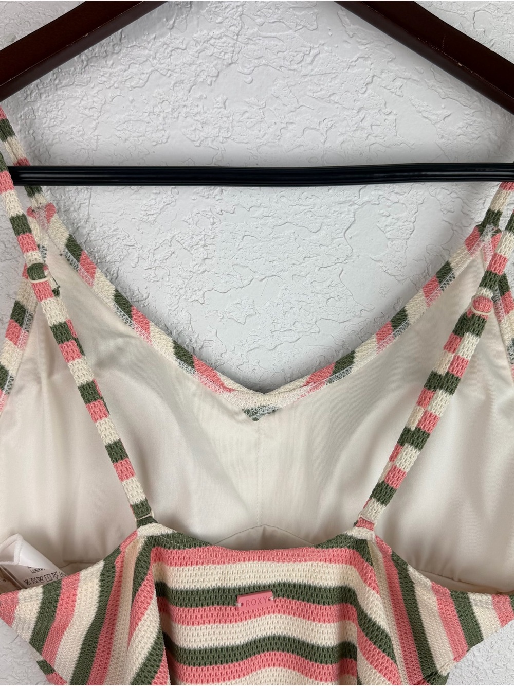 Roxy | Saidia Striped Pink & Olive One-Piece Swimsuit New - Picture 6 of 12